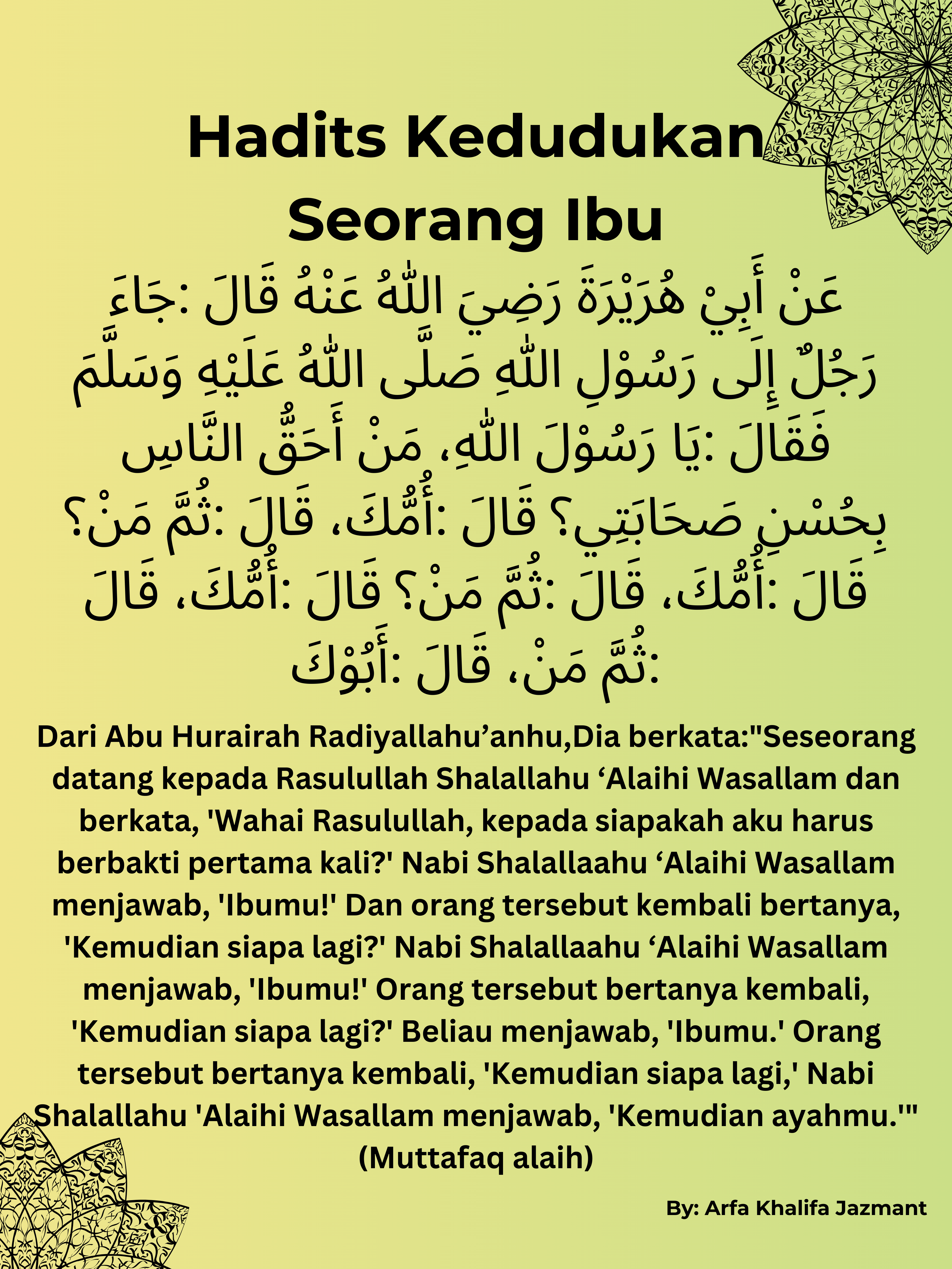 Hadits Kedudukan Seorang Ibu